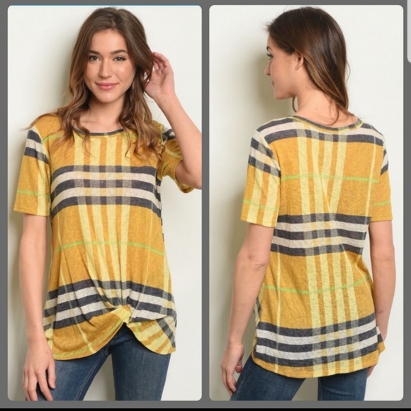 A Girl Thing Tops - Mustard Knot Top